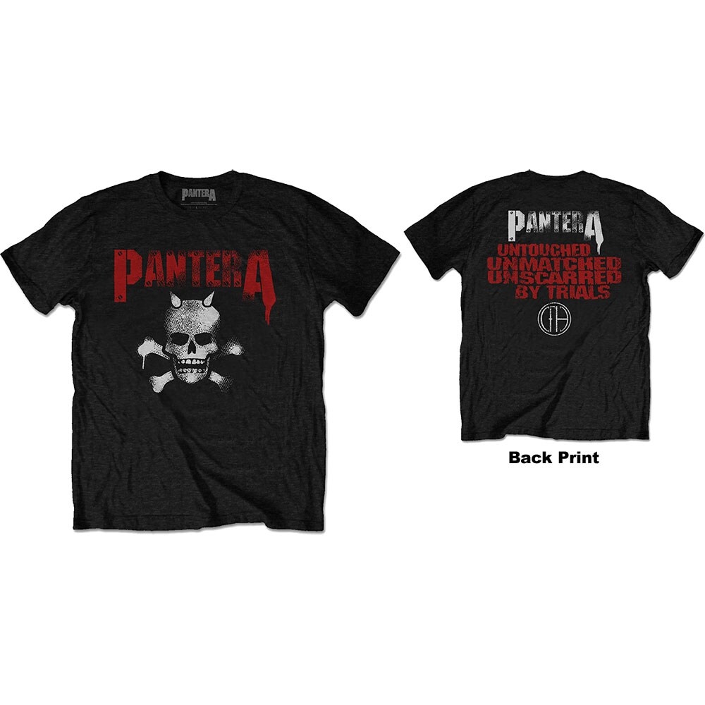 Pantera Unisex T-Shirt: Horned Skull Stencil (Back Print) (XX-Large)
