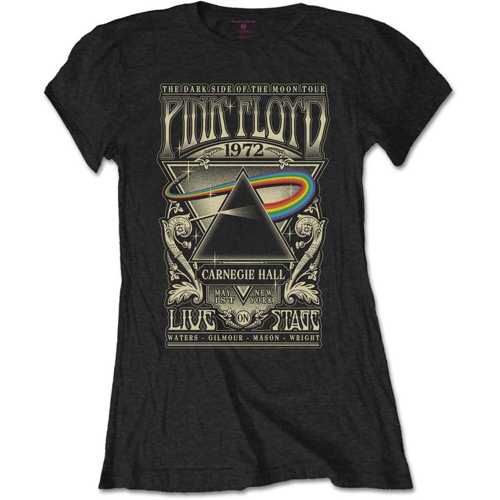 Pink Floyd Ladies T-Shirt: Carnegie Hall Poster (Large)