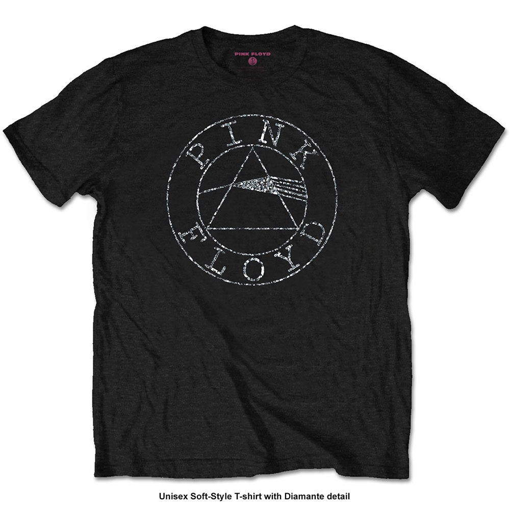 Pink Floyd Unisex Diamante T-Shirt: Circle Logo (Medium)