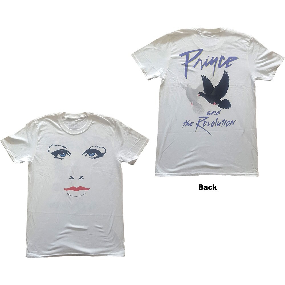 Prince Unisex T-Shirt: Faces & Doves (Back Print) (Medium)