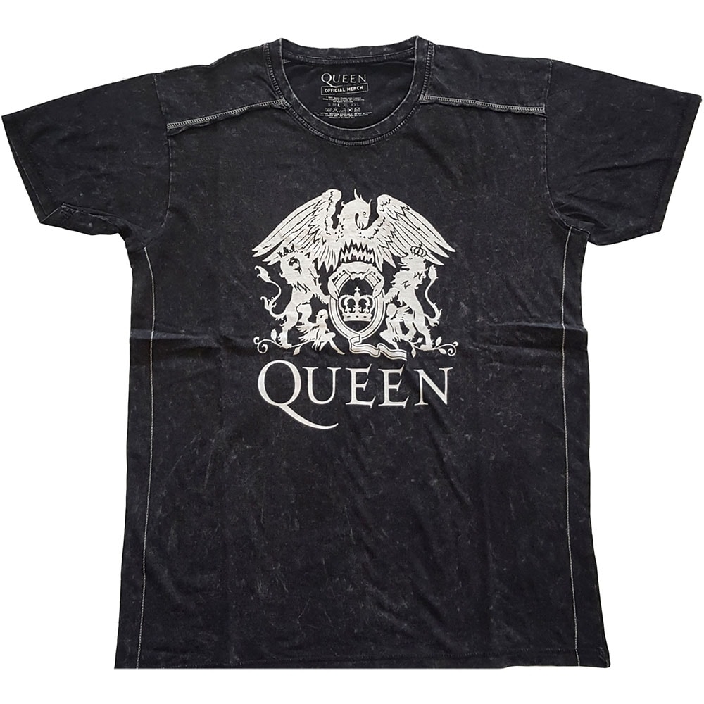 Queen Unisex Snow Wash T-Shirt: Classic Crest (Large)