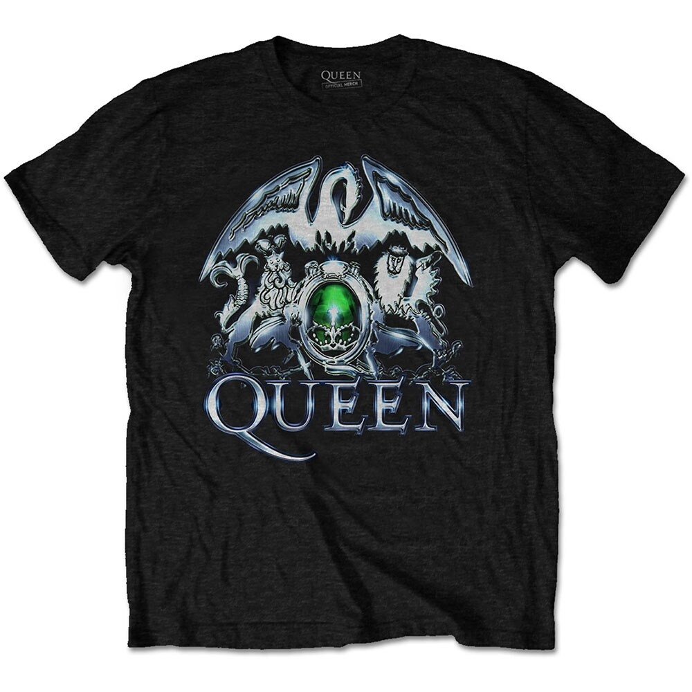 Queen Unisex T-Shirt: Metal Crest (Medium)