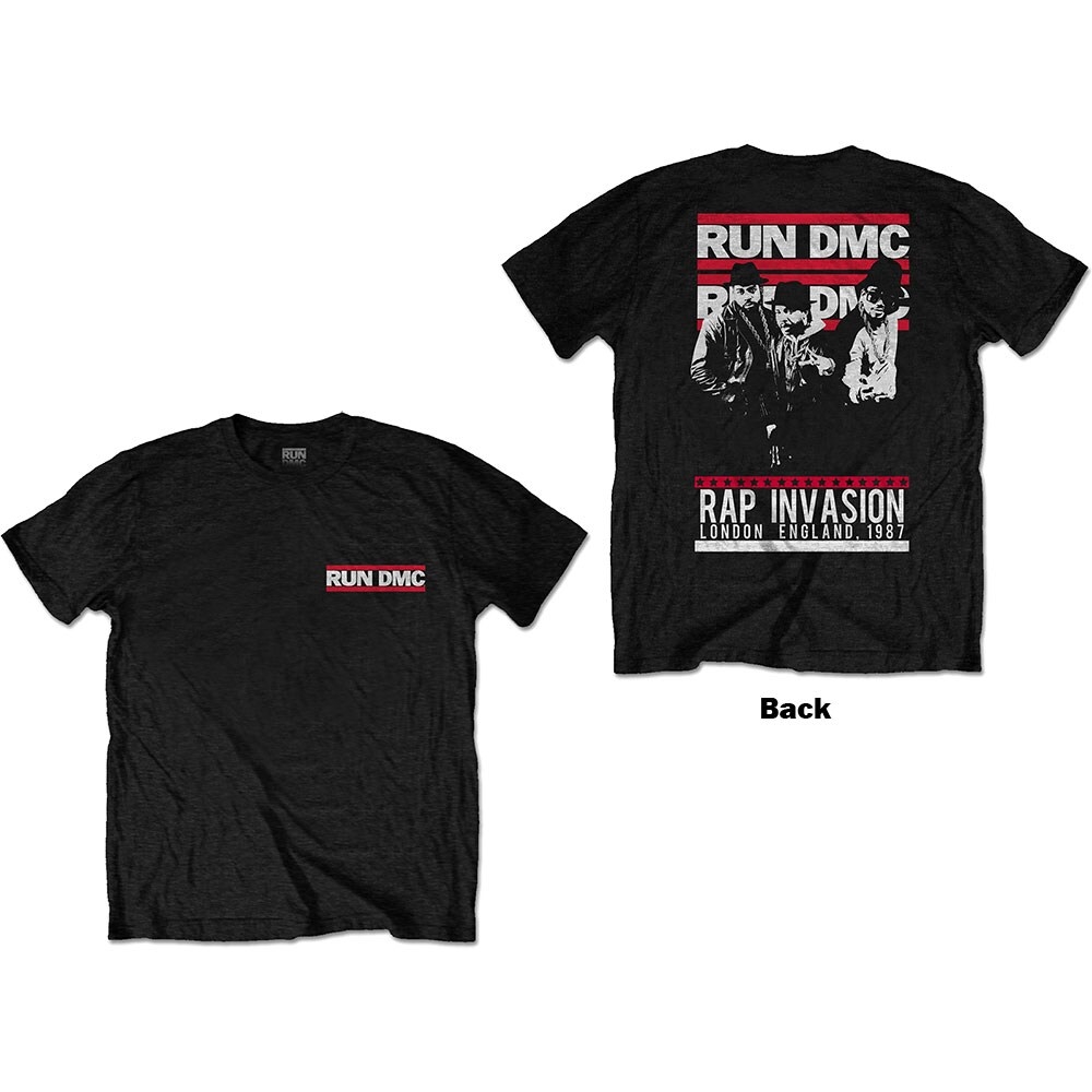 Run DMC Unisex T-Shirt: Rap Invasion (Back Print) (Large)