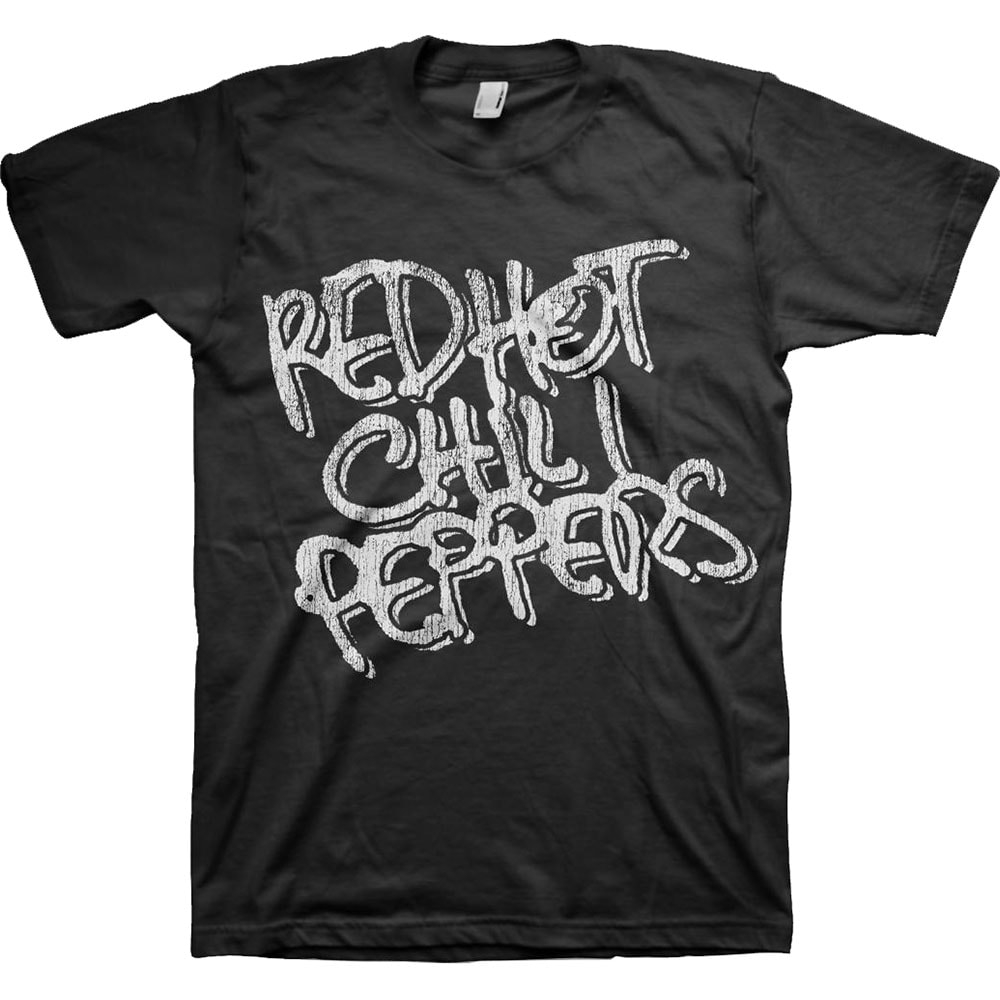 Red Hot Chili Peppers Unisex T-Shirt: Black & White Logo (Large)