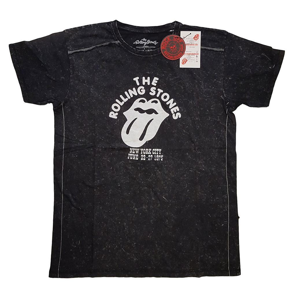 The Rolling Stones Unisex Snow Wash T-Shirt: NYC '75 (X-Large)