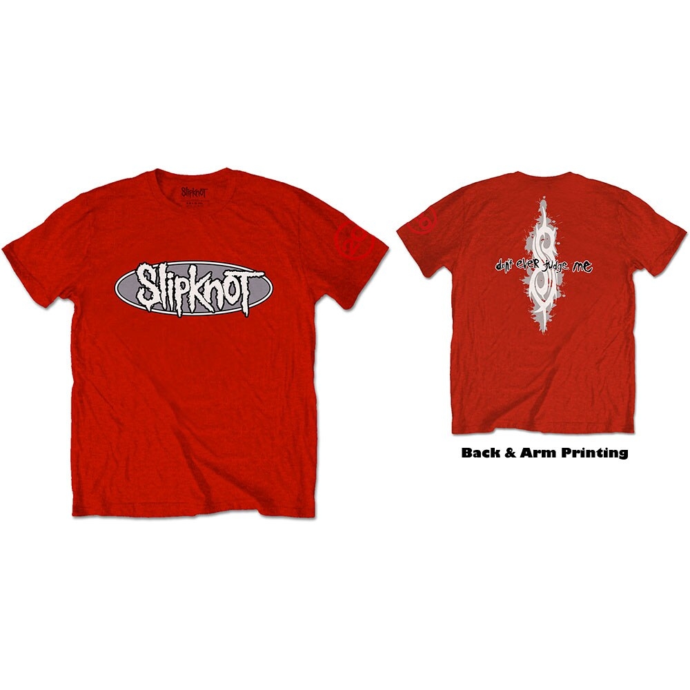 Slipknot Unisex T-Shirt: 20th Anniversary Don't Ever Judge Me (Back & Sleeve Print) (Medium)