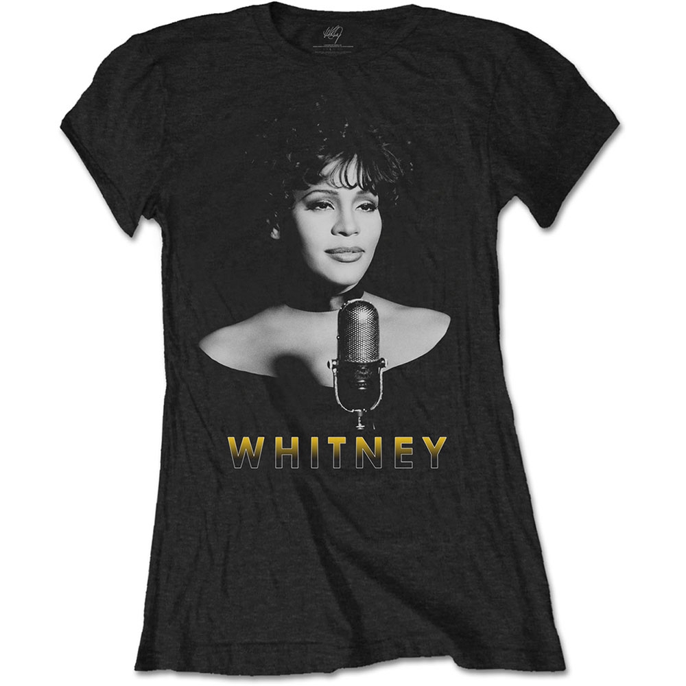 Whitney Houston Ladies T-Shirt: Black & White Photo (X-Large)