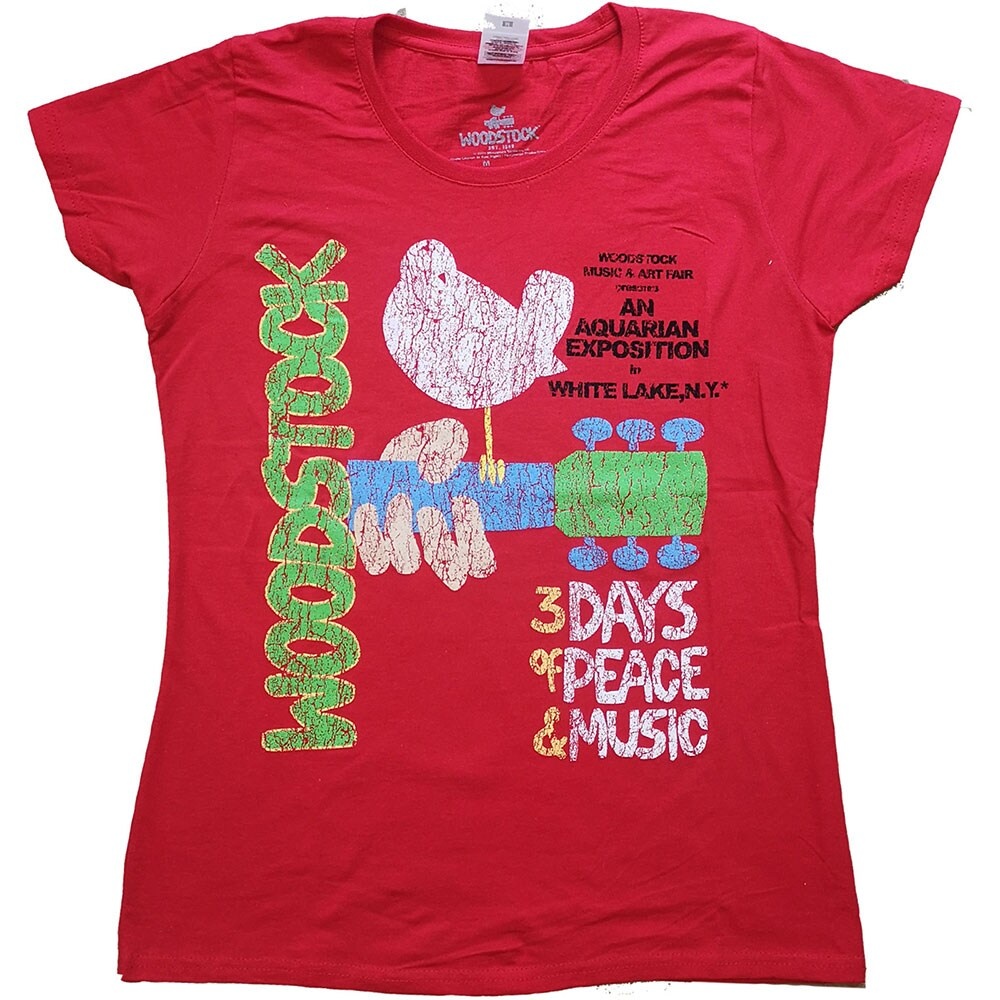 Woodstock Ladies T-Shirt: Vintage Classic Poster (Small)