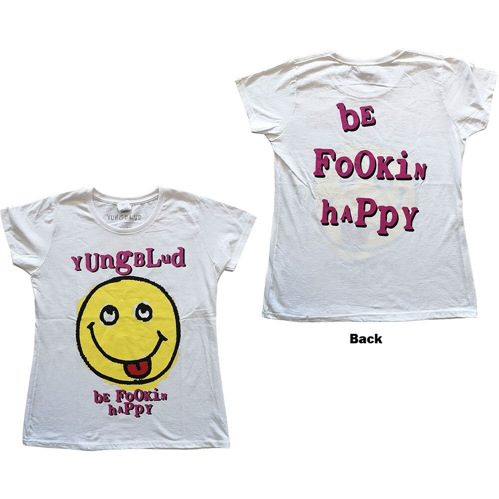Yungblud Ladies T-Shirt: Raver Smile (Back Print) (X-Small)