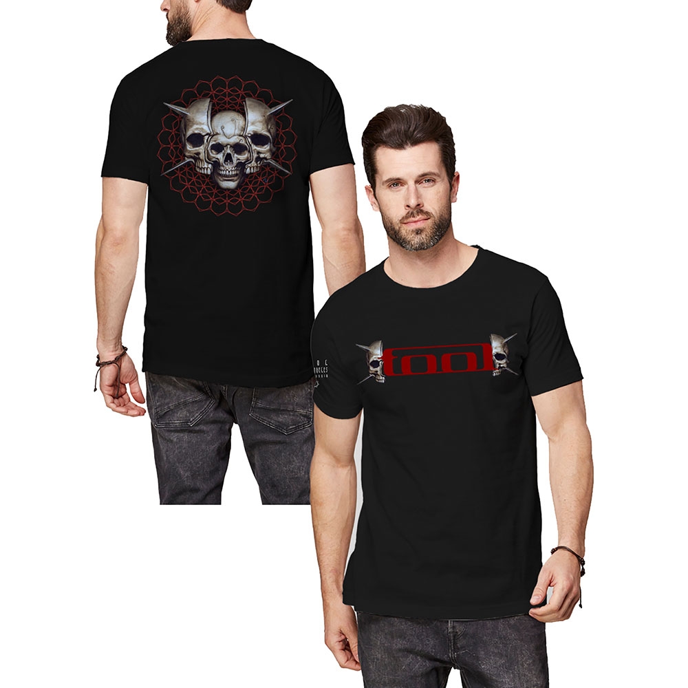 Tool Unisex T-Shirt: Skull Spikes (Back & Sleeve Print) (XX-Large)