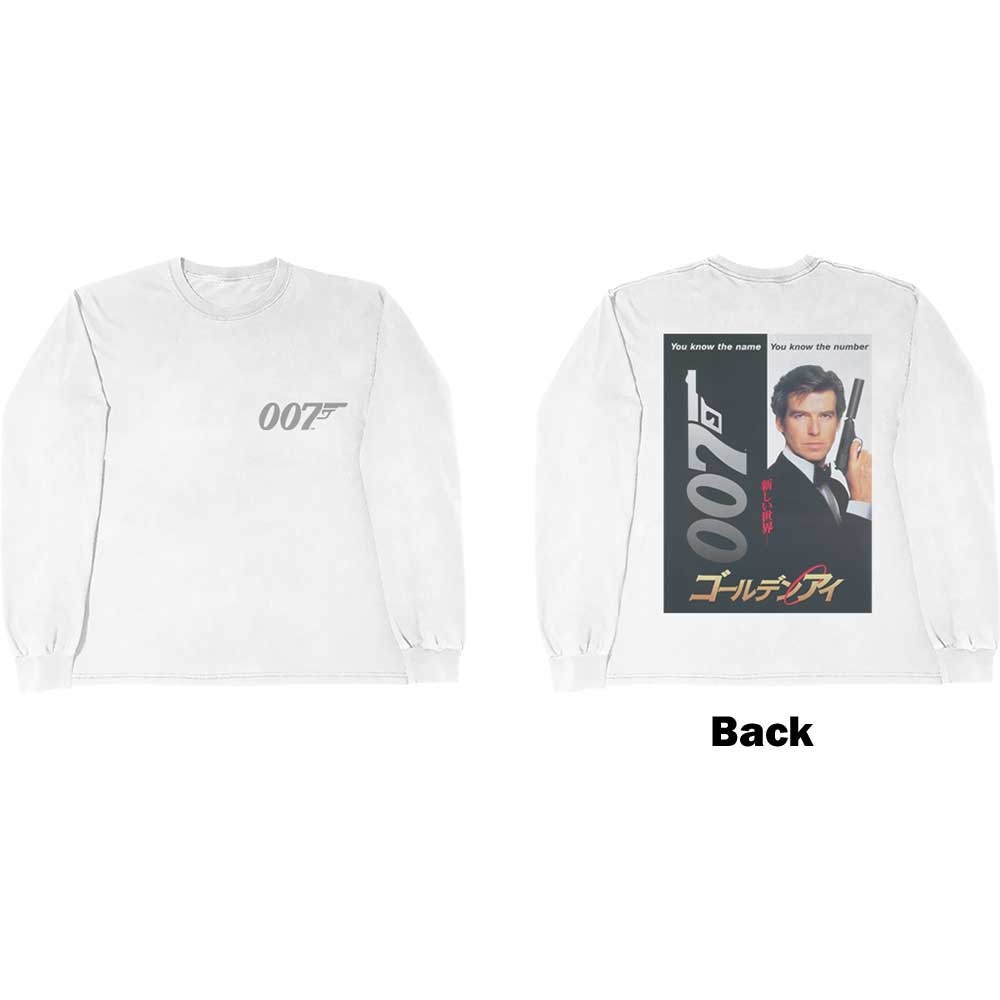 James Bond 007 Unisex Long Sleeved T-Shirt: Goldeneye Japanese Poster (Back Print) (Large)