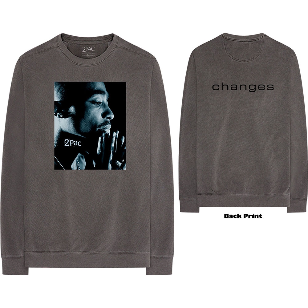 Tupac Unisex Long Sleeved T-Shirt: Changes Side Photo (Back Print) (Medium)