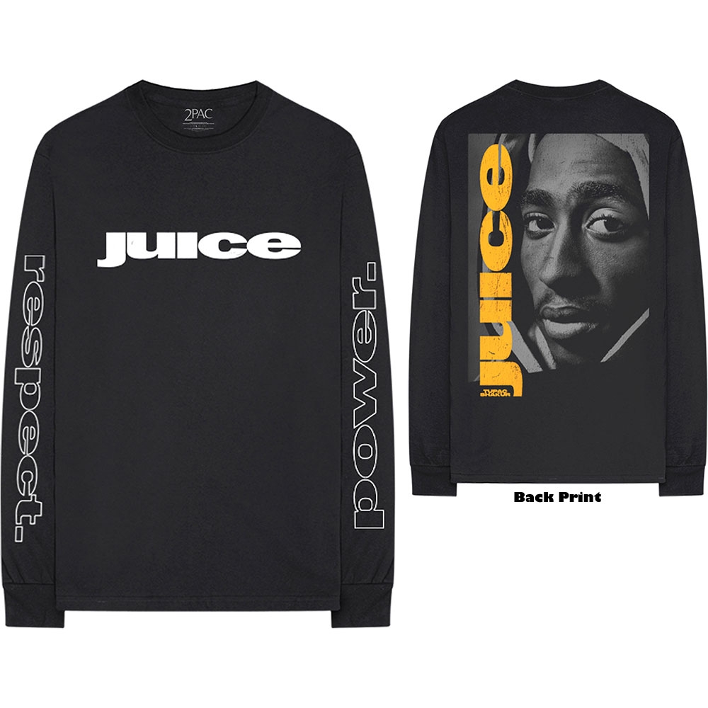 Tupac Unisex Long Sleeved T-Shirt: Respect (Back & Sleeve Print) (Medium)