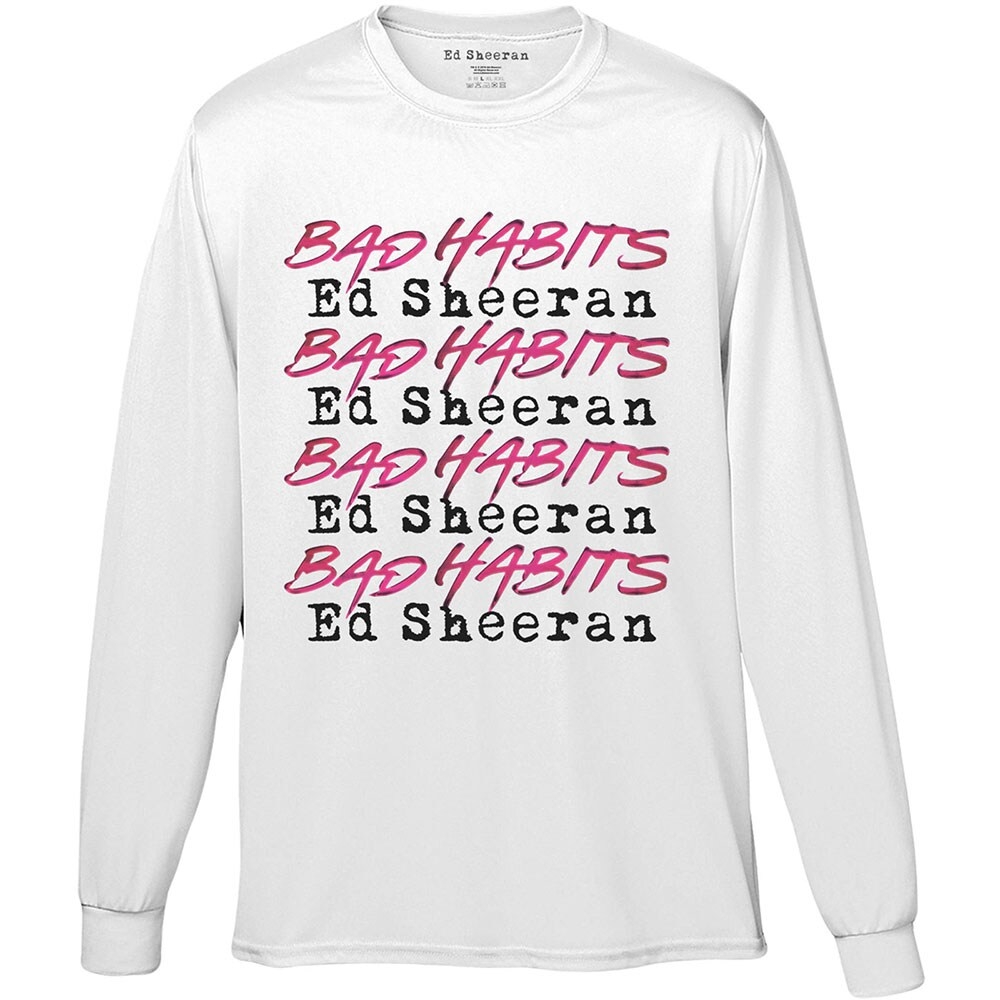 Ed Sheeran Unisex Long Sleeved T-Shirt: Bad Habits Stack (Medium)