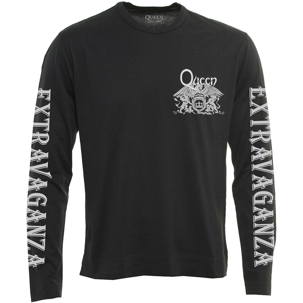 Queen Unisex Long Sleeved T-Shirt: Extravaganza (Sleeve Print) (Small)