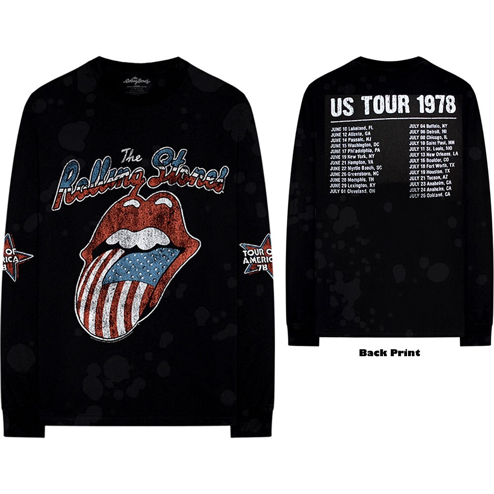 The Rolling Stones Unisex Long Sleeved T-Shirt: US Tour '78 (Back & Sleeve Print) (X-Large)