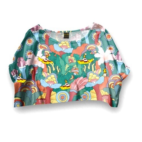The Beatles Ladies T-Shirt: Yellow Submarine Scenery (Cropped) (X-Large)