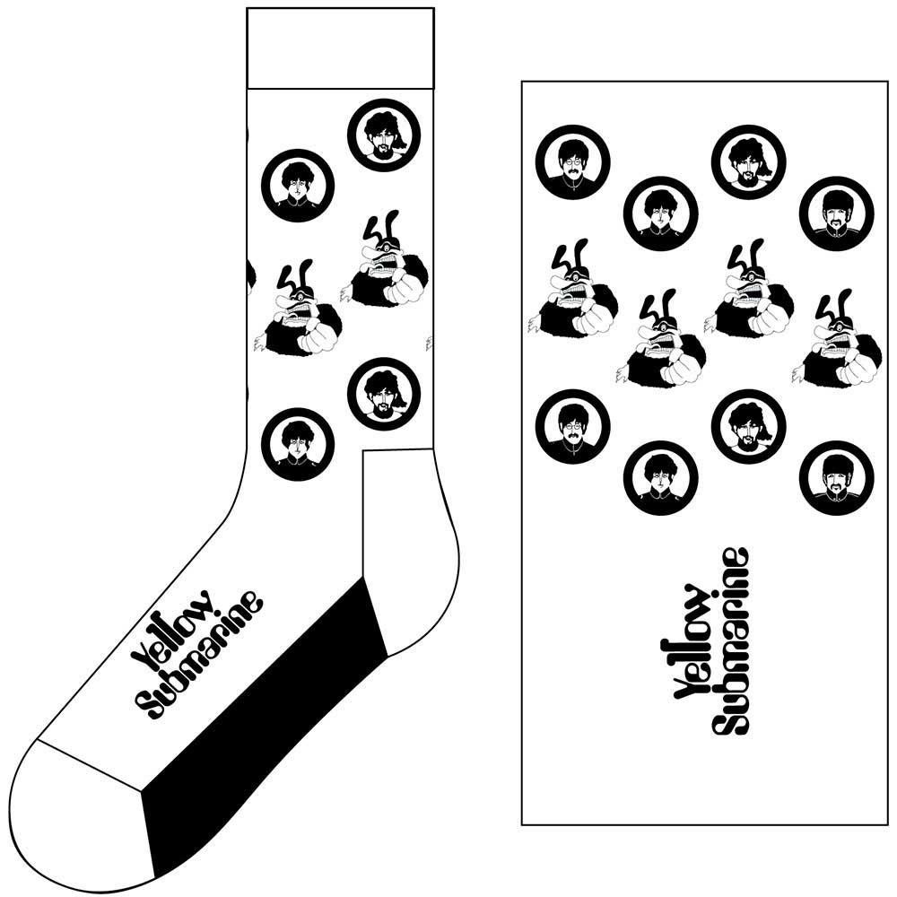 The Beatles Unisex Ankle Socks: Band & Meanies Monochrome (UK Size 7 - 11)