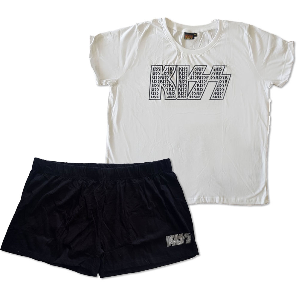 KISS Ladies Summer Pyjamas: Logo Infill (Medium)