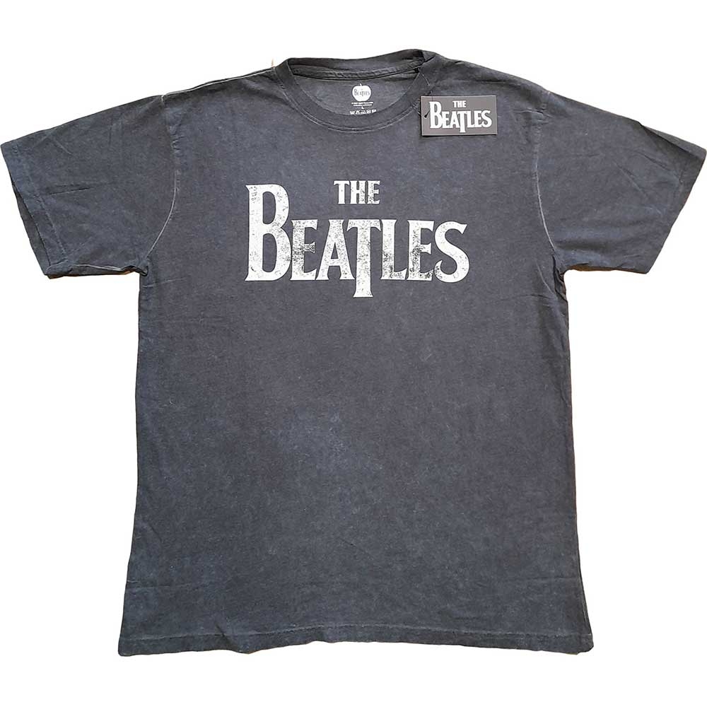 The Beatles Unisex T-Shirt: Drop T Logo (Snow Wash) (Large)