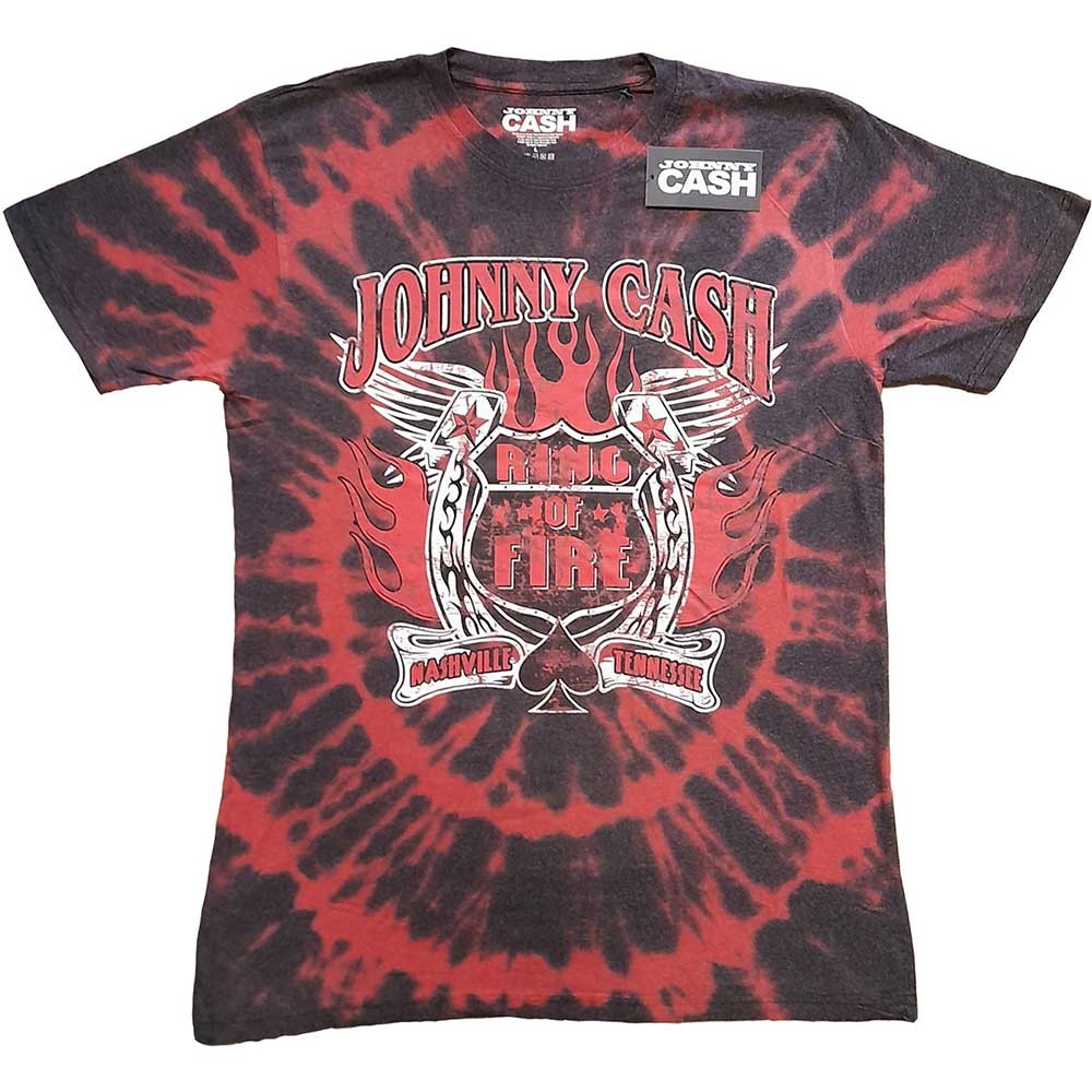 Johnny Cash Unisex T-Shirt: Ring of Fire (Dip-Dye) (Medium)