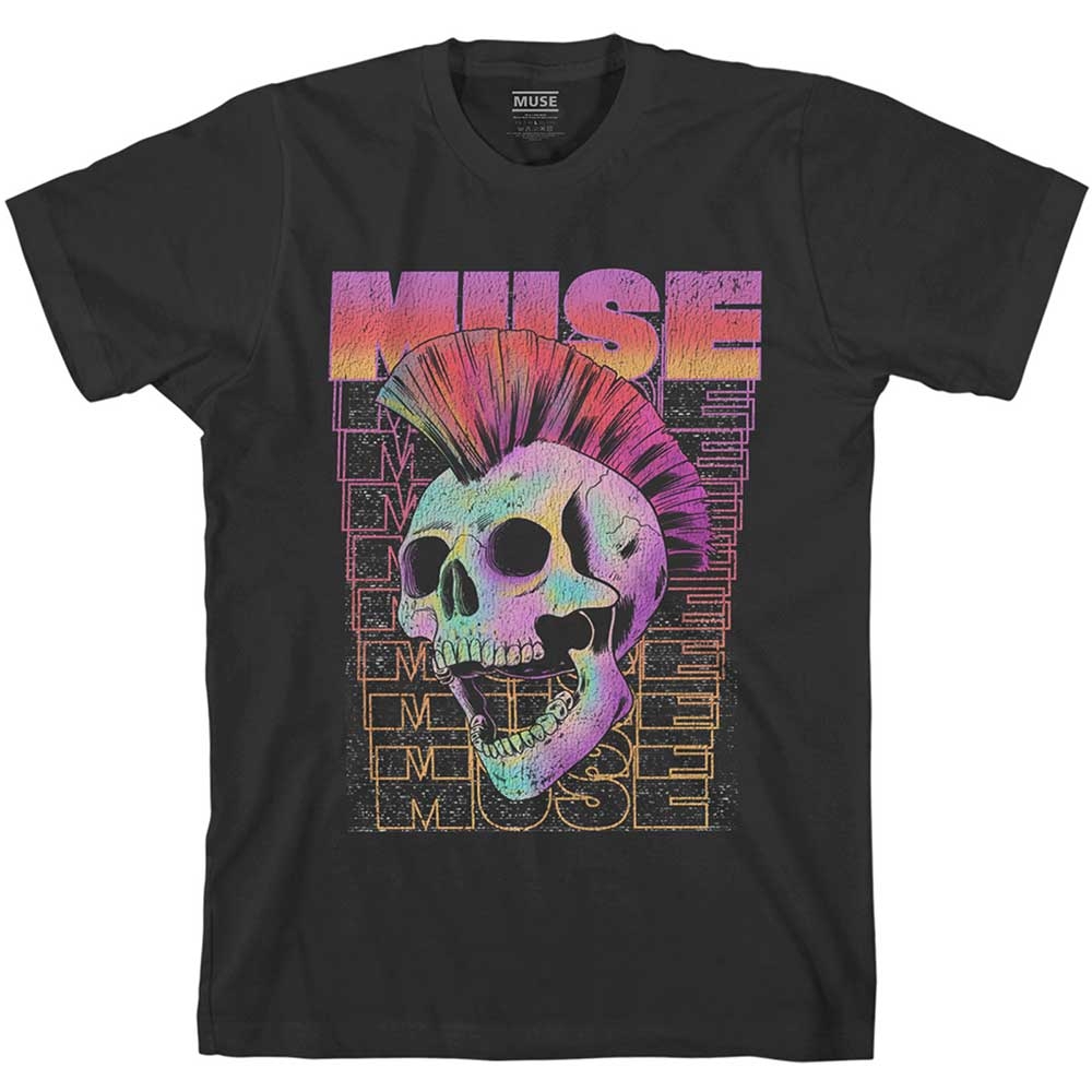 Muse Unisex T-Shirt: Mowhawk Skull (Small)