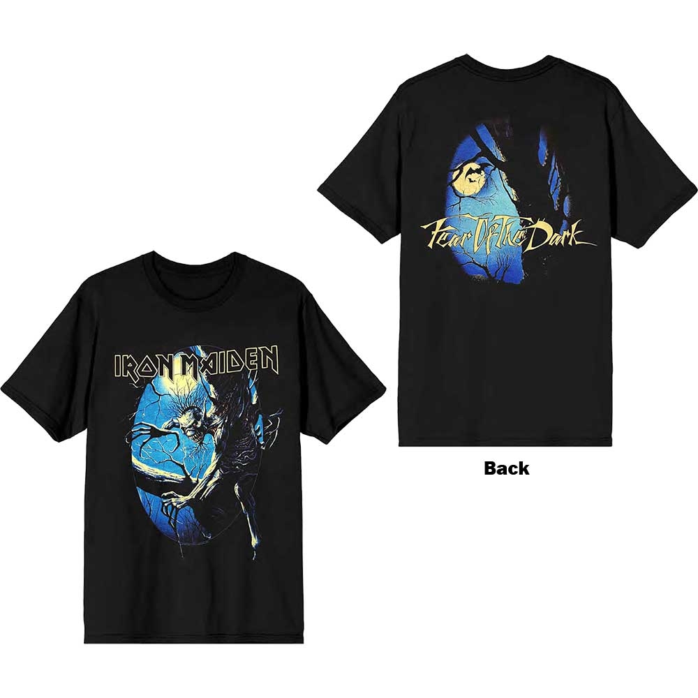 Iron Maiden Unisex T-Shirt: Fear of the Dark Oval Eddie Moon (Back Print) (Small)