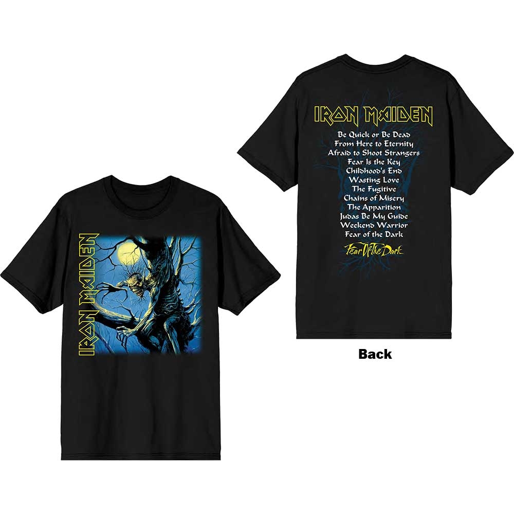 Iron Maiden Unisex T-Shirt: Fear of the Dark Album Tracklisting (Back Print) (Small)
