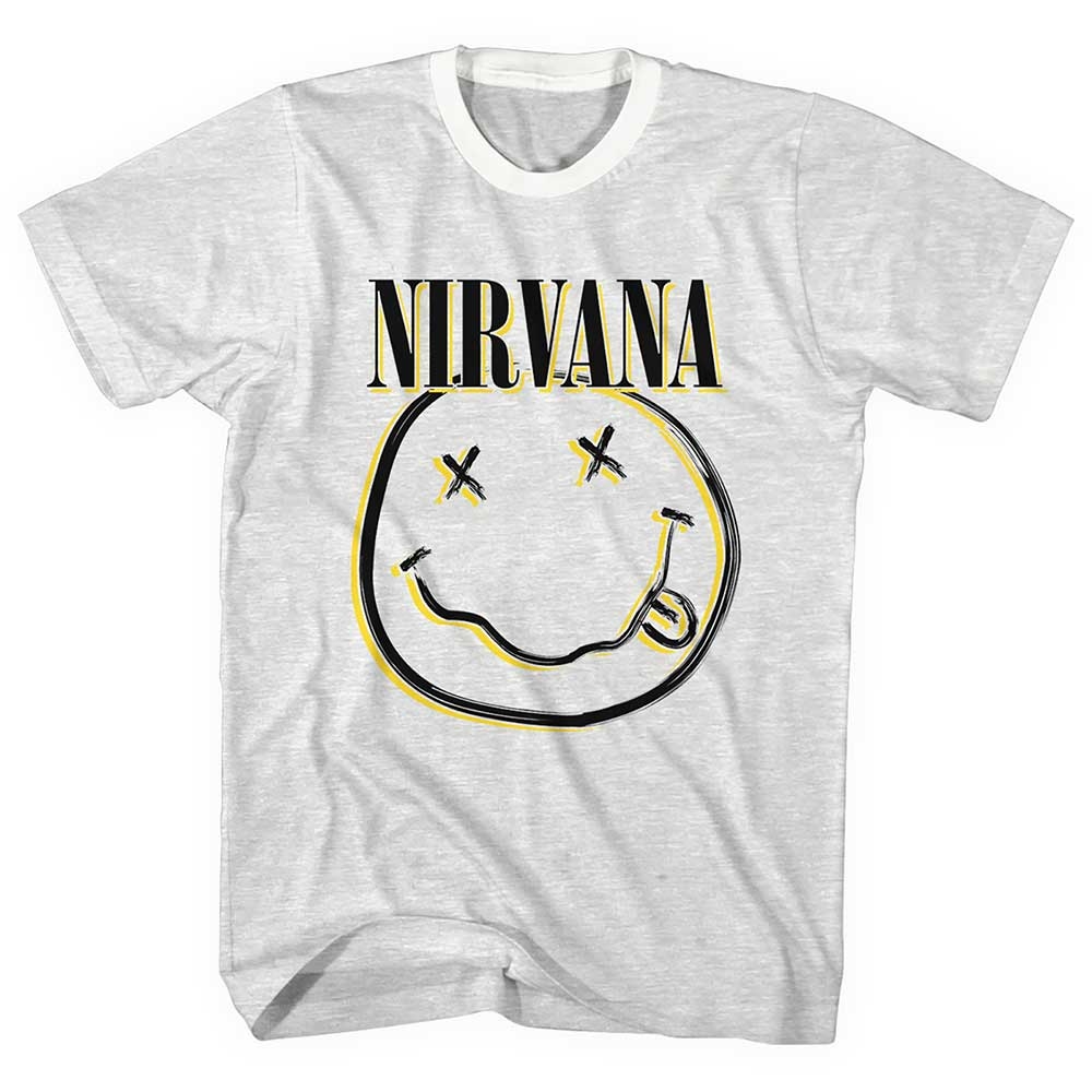 Nirvana Unisex T-Shirt: Inverse Smiley (Ringer) (Medium)