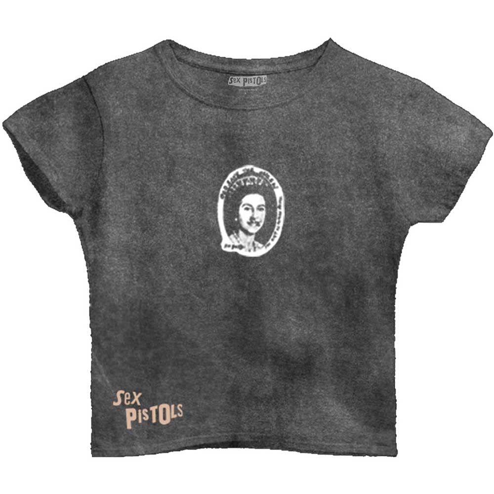 The Sex Pistols Ladies Crop Top: God Save The Queen (Mineral Wash) (X-Large)