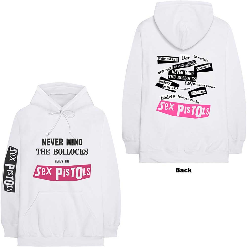 The Sex Pistols Unisex Pullover Hoodie: Never Mind The Bollocks (Back & Sleeve Print) (Small)