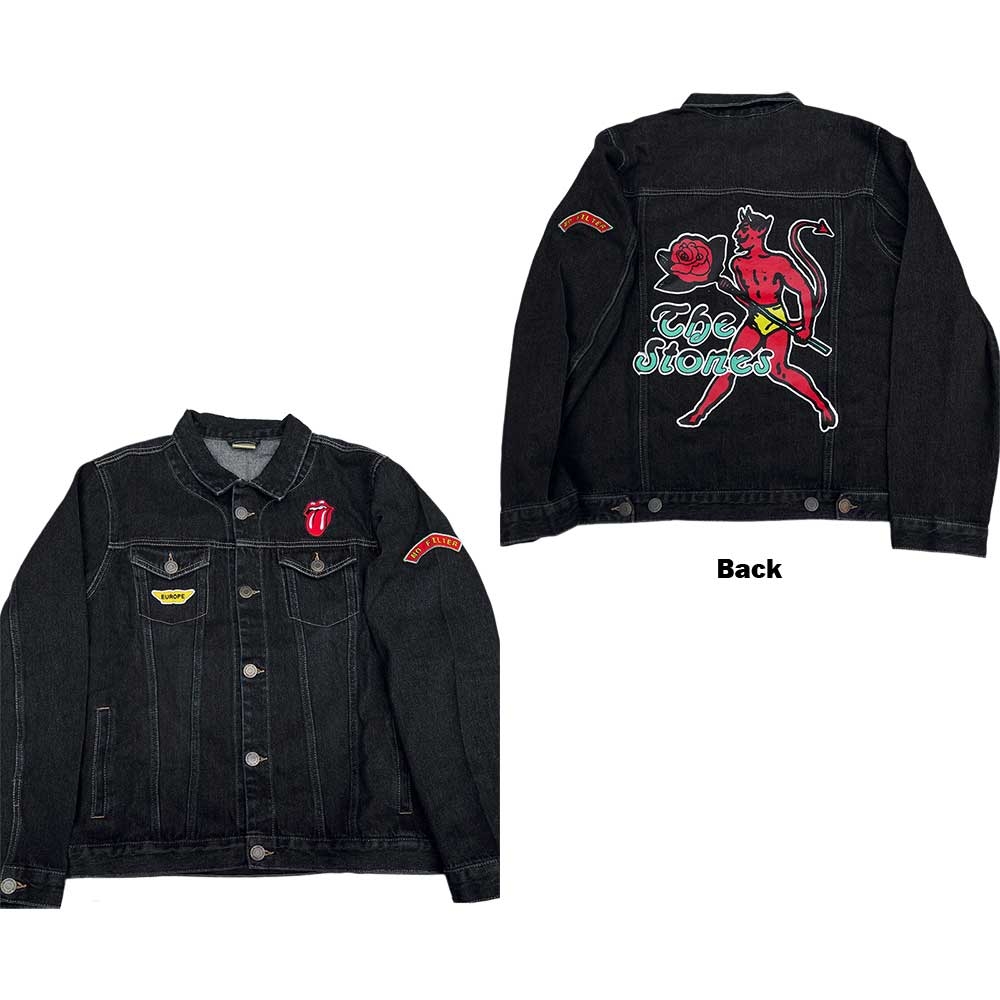 The Rolling Stones Unisex Denim Jacket: Sympathy (Back & Sleeve Print) (Small)