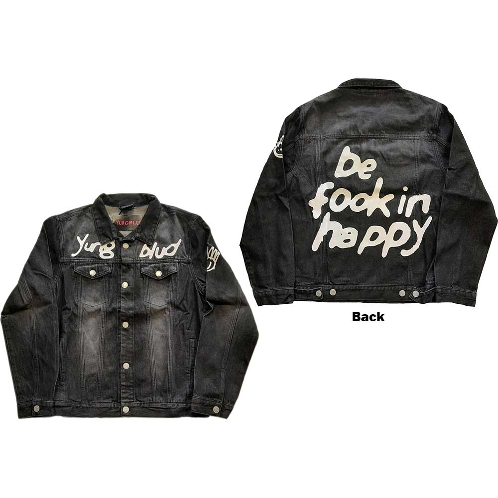 Yungblud Unisex Denim Jacket: Be Fooking Happy (Back & Sleeve Print) (XX-Large)