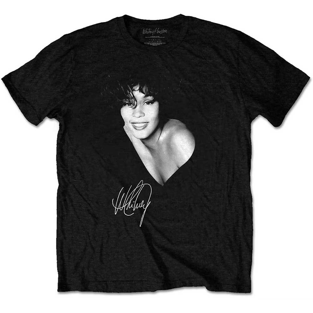 Whitney Houston Unisex T-Shirt: B&W Photo (Large)