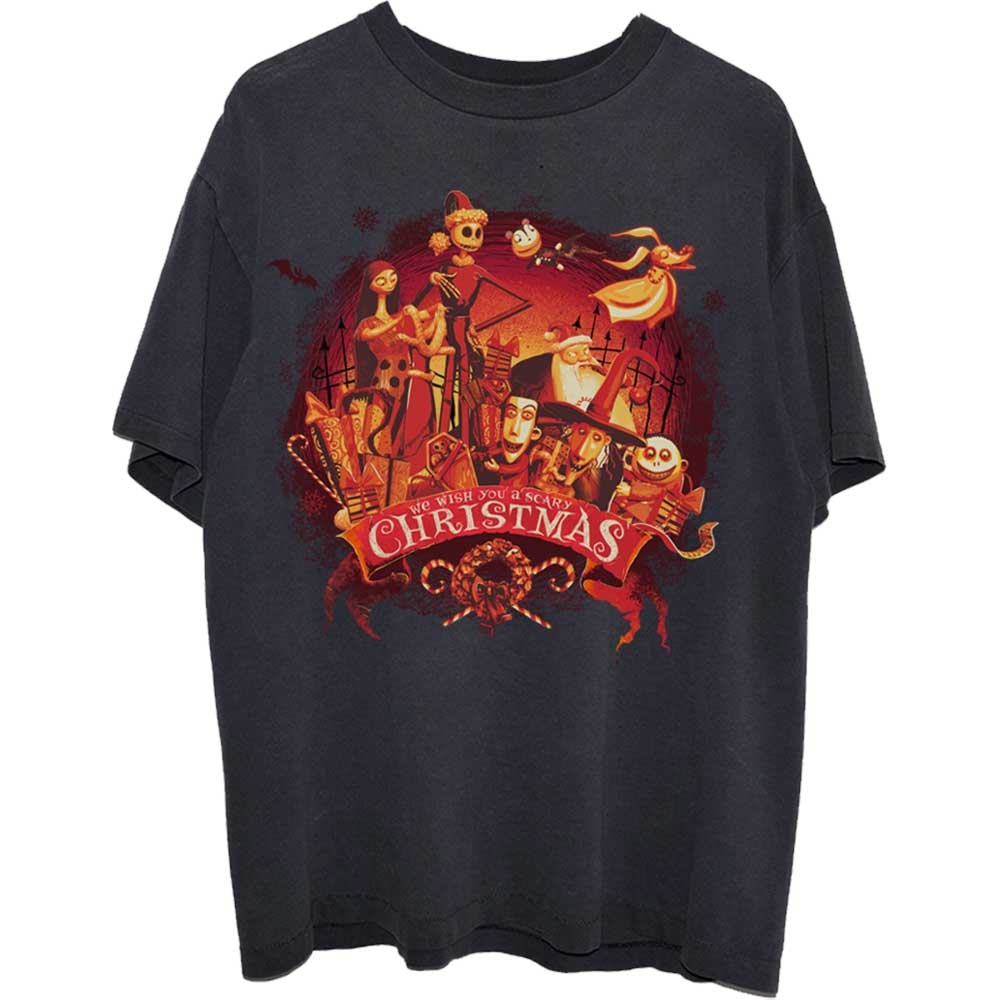Disney Unisex T-Shirt: The Nightmare Before Christmas We Wish You A Scary Christmas (Large)