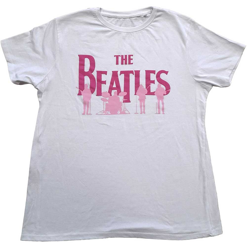 The Beatles Unisex T-Shirt: Band Silhouettes (Puff Print) (Medium)