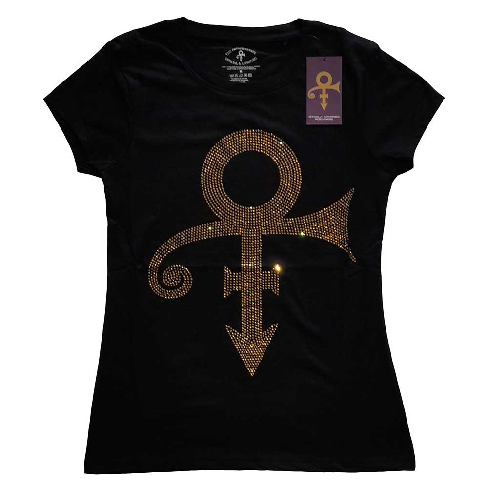 Prince Ladies T-Shirt: Gold Symbol (Diamante) (XX-Large)