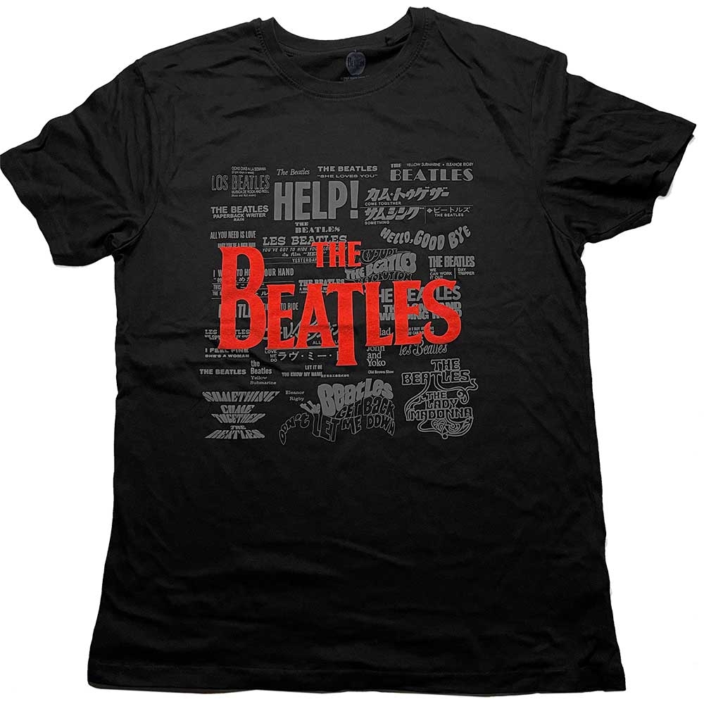 The Beatles Unisex T-Shirt: Titles & Logos (Puff Print) (XX-Large)