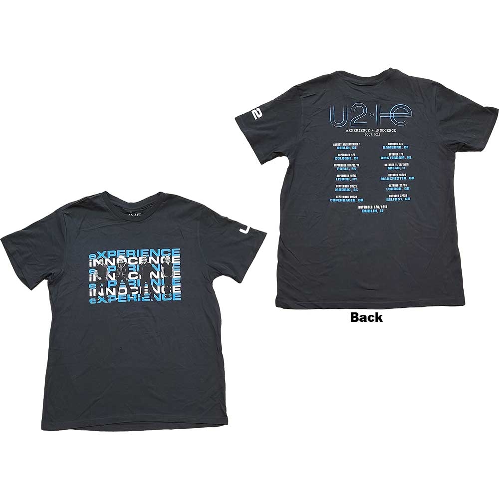 U2 Unisex T-Shirt: Repeat Logo (Back Print) (Large)