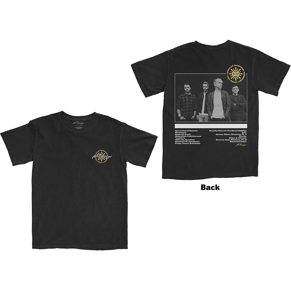 All Time Low Unisex T-Shirt: Wake Up Sunshine Track List (Back Print) (Small)