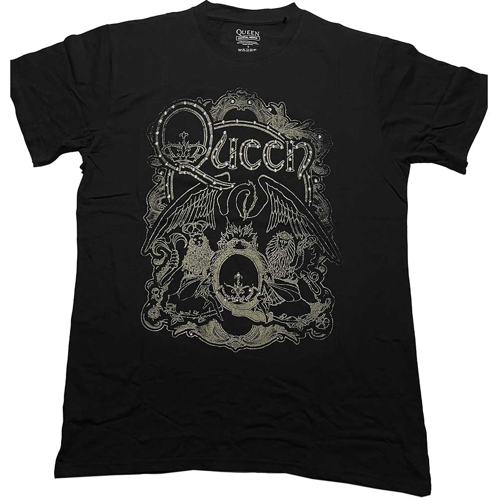 Queen Unisex T-Shirt: Ornate Crest (Diamante) (X-Large)