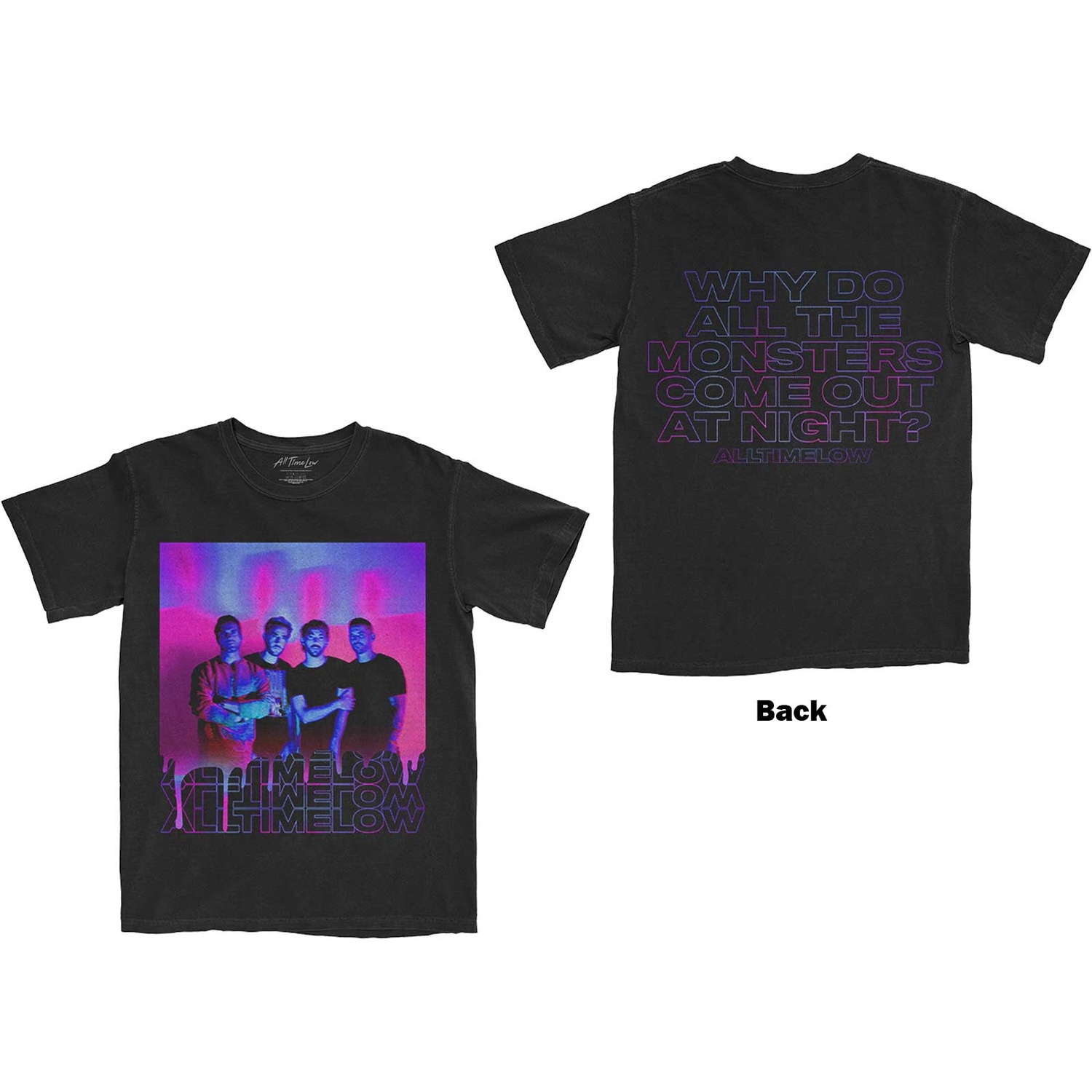 All Time Low Unisex T-Shirt: Blurry Monster (Back Print) (Small)