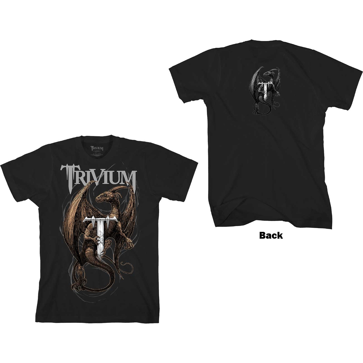 Trivium Unisex T-Shirt: Perched Dragon (Back Print) (XX-Large)