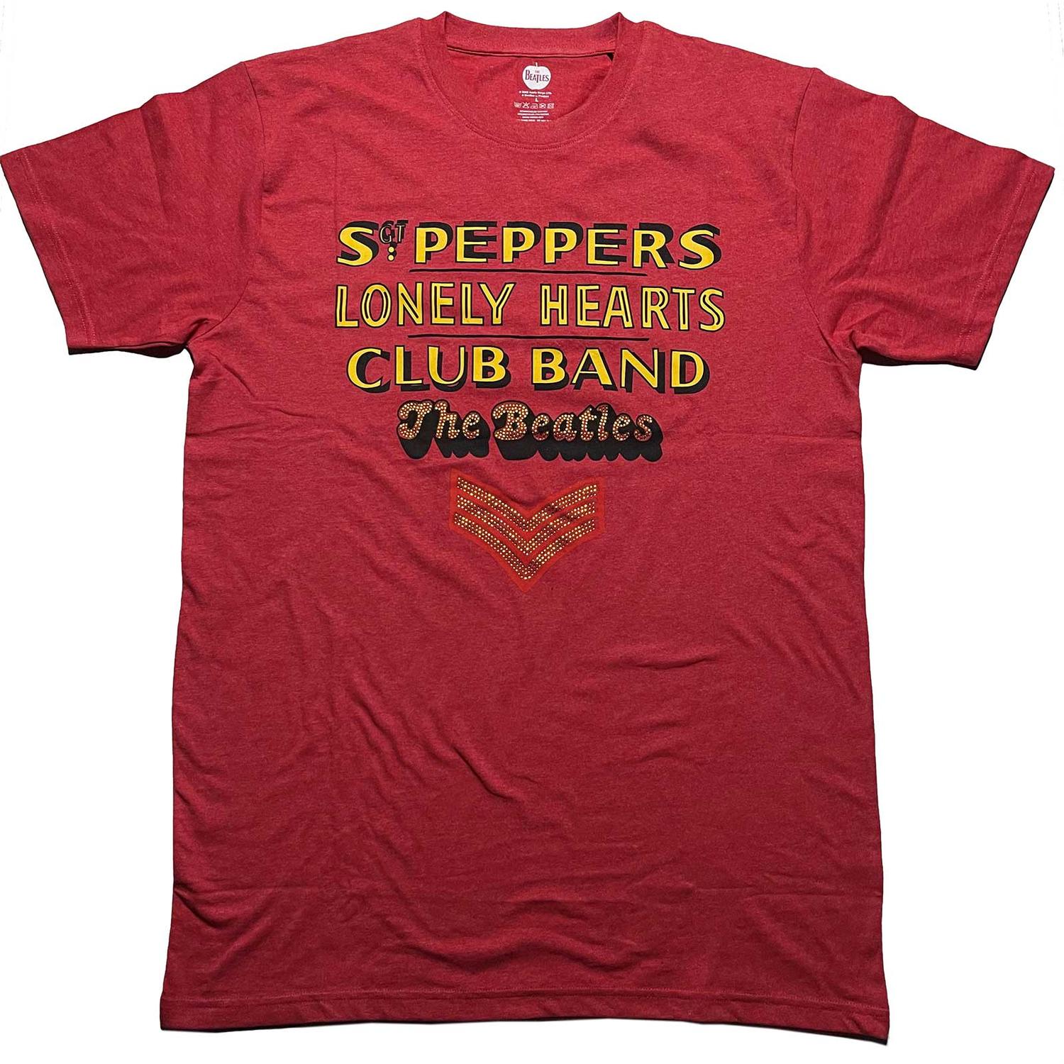The Beatles Unisex T-Shirt: Sgt Pepper Stacked (Diamante) (Medium)