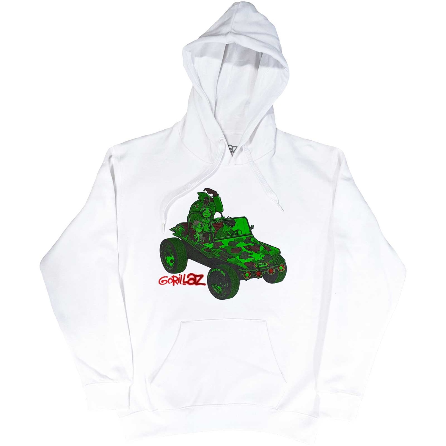 Gorillaz Unisex Pullover Hoodie: Green Jeep (Medium)
