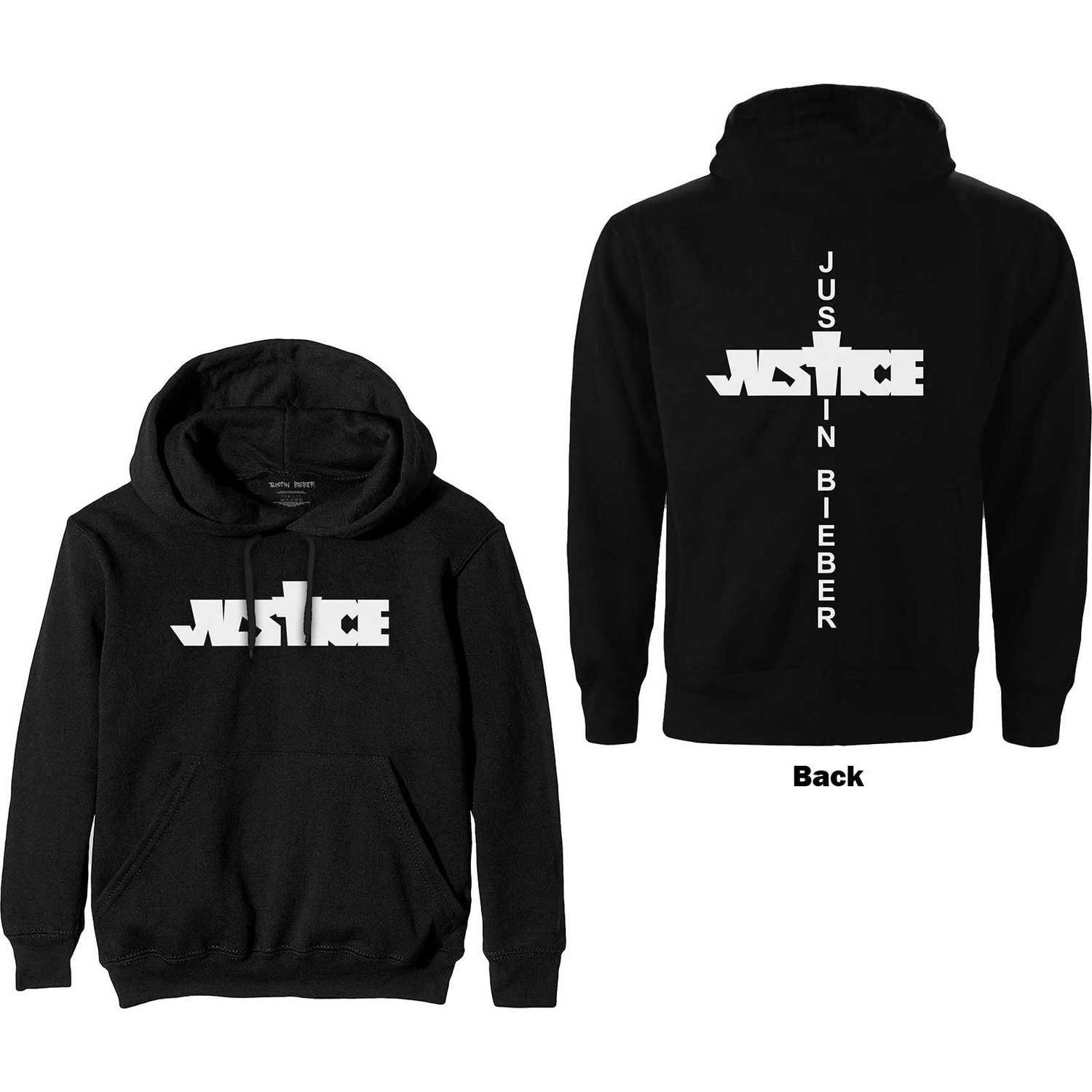 Justin Bieber Unisex Pullover Hoodie: Justice (Back Print) (Small)
