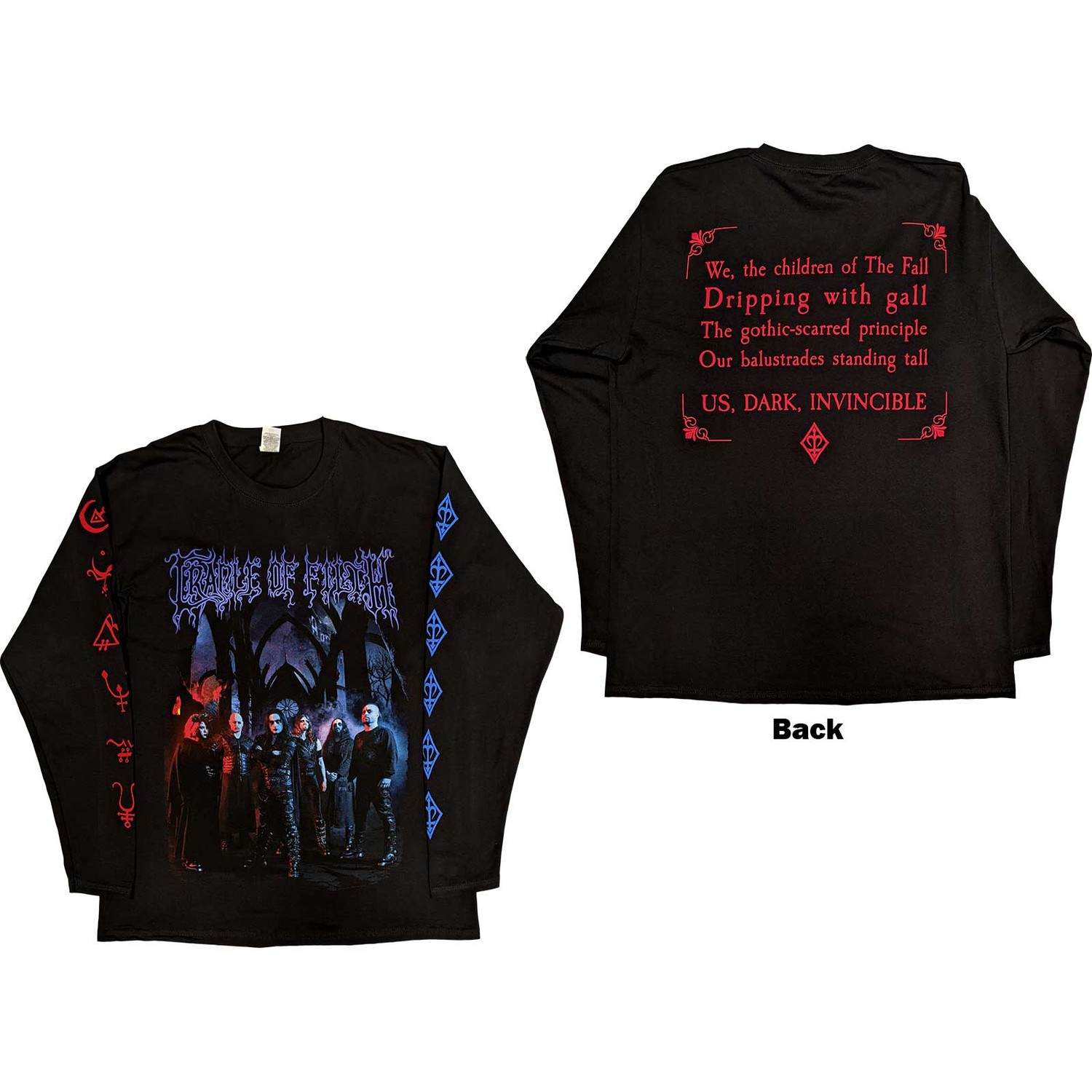 Cradle Of Filth Unisex Long Sleeve T-Shirt: Band Tour (Back Print) (X-Large)