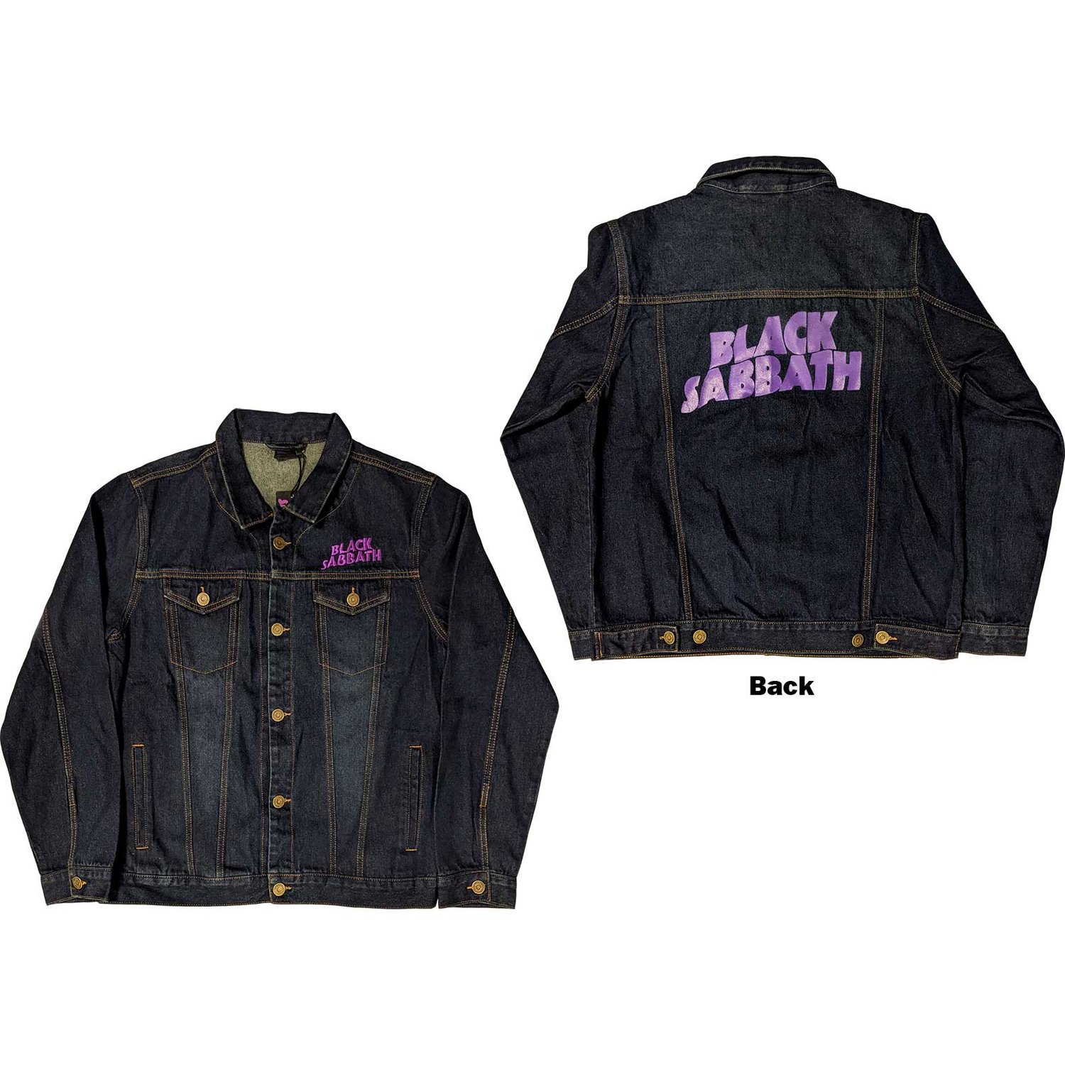 Black Sabbath Unisex Denim Jacket: Wavy Logo (Back Print) (Small)