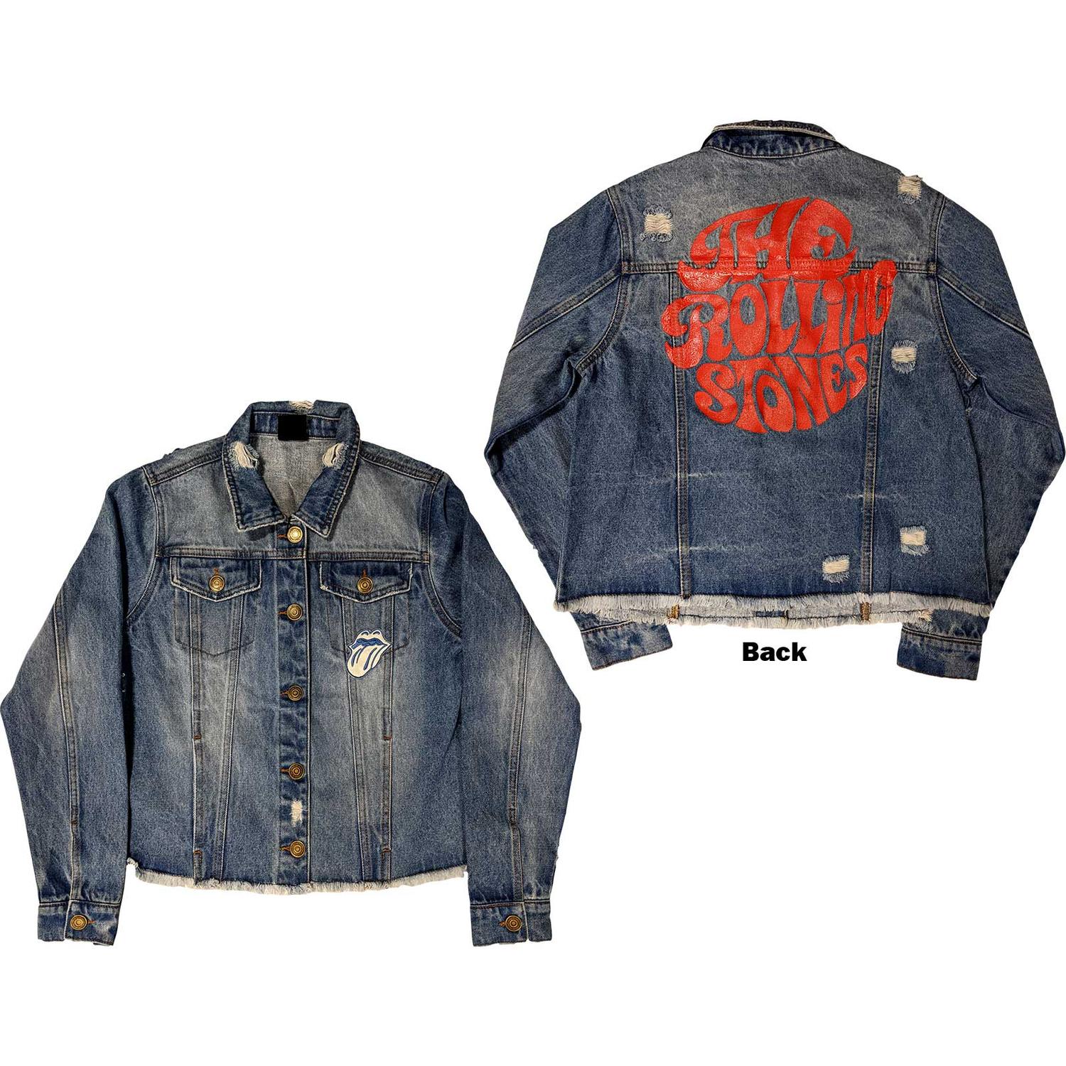 The Rolling Stones Ladies Denim Jacket: Script (Back Print) (XX-Large)