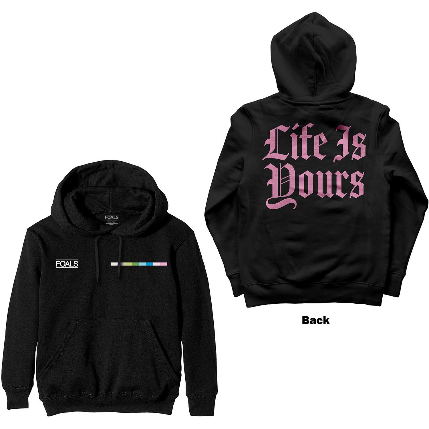 Foals Unisex Pullover Hoodie: Life Is Yours Text (Back Print) (Large)
